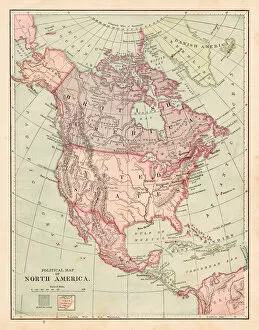 Images Dated 9th April 2018: North America map 1881