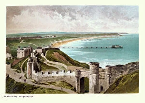 A fascinating collection of images featuring great British piers: North Bay and pier, Scarborough, North Yorkshire, 19th Century
