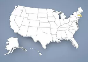 North Carolina, NC, highlighted on a contour map of USA, United States of America, 3D illustration