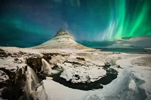 The northern Light at Kirkjufell, Iceland