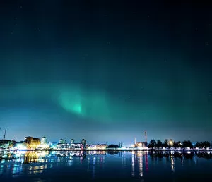 Finland Collection: Northern lights (aurora borealis) above Helsinki
