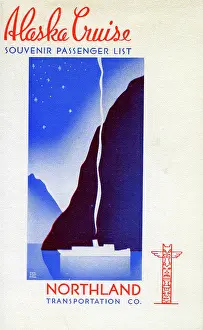 Prints of ALASKA - 1939: A pamphlet for Northland Transportation Company reads ' Alaska Cruise souvenir passenger list' from 1939 in Alaska. (Illustration by Jim Heimann Collection/Getty Images) A Visual Journey Through Jim Heimann’s Collage Illustrations—Celebrating the Art of Vintage Ephemera and Pop History: Northland Transportation Company (1)