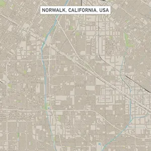 Street Map Prints: Norwalk California US City Street Map
