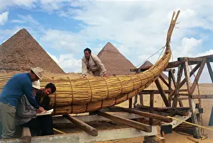 Giza Prints: Norwegian Explorer Thor Heyerdahl Building Boats