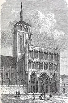 Notre-Dame de Dijon, a Gothic church in Dijon, here in 1880, France, Historic, digitally restored reproduction of a 19th century original, exact original date unknown