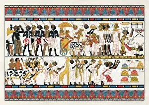 Nubian tribal chiefs offering gifts to the egyptian king 1380 B. C