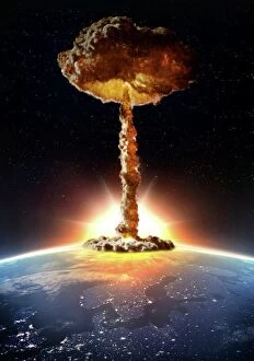 Images Dated 1st December 2018: Nuclear bomb explosion, illustration