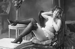 Modeling Prints: Nude French Model Reclining in Chair