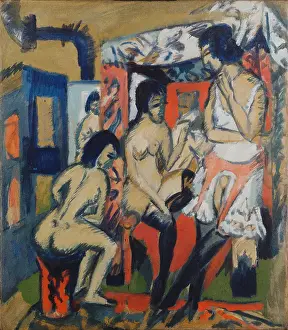 Expressionism Prints: Nudes in Studio, 1912. Artist: Kirchner, Ernst Ludwig (1880-1938)