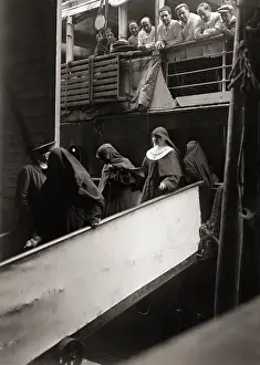 Disembarking Prints: Nuns Leave Ship Coming from Mexico