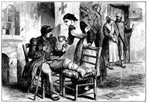 Prints of Franco-prussian War, Digital Vision Vectors, 117951851 The Illustrated London News (ILN) Prints: Nurse caring for a soldier, 1870, The Illustrated London News