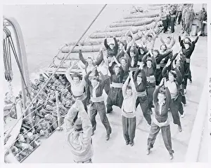 Nurses Exercising While Soldiers Watch