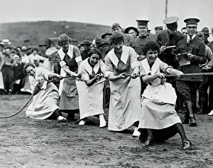 Nurses Pulling During Tug of War Competition
