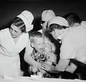 Mclean Prints: Nursing Staff Members and Doctor Innoculating Young Boy