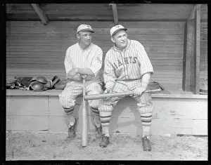 NY Giants Heinie Groh Sitting with Rogers Hornsby