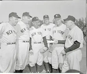 Frankie Crosetti Prints: NY Yankee Manager Casey Stengel with His Coaching Staff