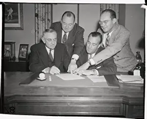 NY Yankee Manager Casey Stengel Signing Contract