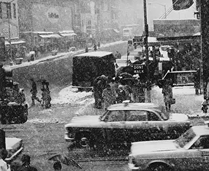 NYC Intersection In Snowstorm