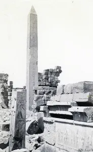 Time Captured: Vintage Art: Obelisk and Granite Lotus Column, Karnac, Egypt, 1857