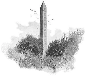 Images Dated 23rd July 2018: Obelisk of Pharaoh Senusret I at Heliopolis in Cairo, Egypt - Ottoman Empire