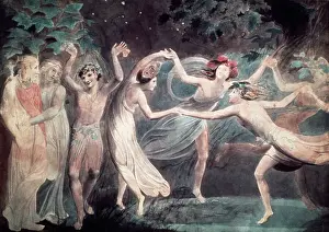 Elderly Prints: Oberon, Titania and Puck with Fairies Dancing by William Blake
