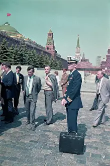 Guarding Prints: Officer Guarding American Nuclear Code Briefcase in Red Square