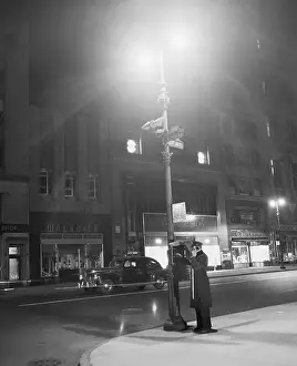 Night View Prints: Officer Using Streetlamp Callbox