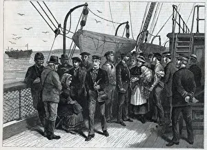 Official Prints: Officers Examines Immigrants on Ship Deck