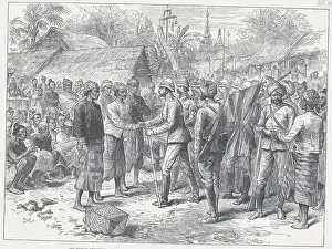 Officers Being Greeted by Villagers