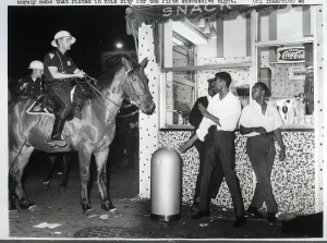 Mounted Prints: Officers on Horses Confront Men
