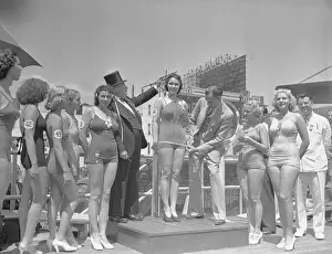 Measuring Prints: Officials Measuring Beauty Pageant Contestant