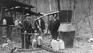 Officials Posing with Moonshine Still Apparatus