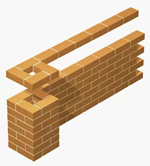 Wall Building Feature Gallery: Offset end pier on brick wall, built in stretcher bond bricklaying pattern
