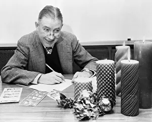 Greeting Card Prints: Ogden Nash Writing Christmas Card Verse
