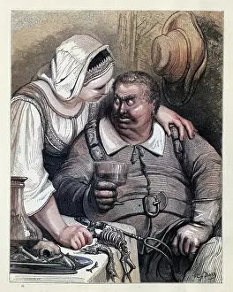 Whimsical nursery rhyme artworks curated to evoke a sense of wonder and imagination: Ogre and his wife, Hop O My Thumb