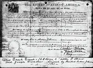 1860s Prints: Ohio Land Grant Certificate 1868 Documen