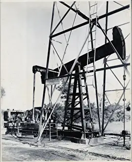 Derrick Prints: Oil Derrick Pumping Closer Up
