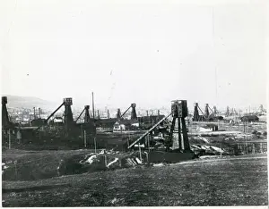 Poland Prints: Oil Field With Old Wooden Structures