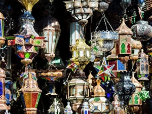 Images Dated 28th February 2014: Oil lamps on sale at a market in the Medina, Marrakech, Marrakech-Tensift-Al Haouz, Morocco