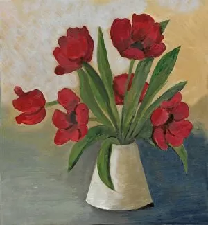 Still Life Gallery: Oil panted tulip flower arrangement