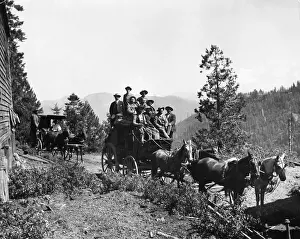 Stagecoach Prints: Oil Prospectors Riding Stage Coach