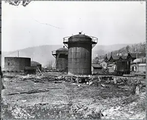 Petroleum Prints: Oil Tanks In Cluttered Industrial Area