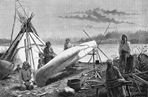 Ojibway Prints: Ojibwe Repairing A Canoe