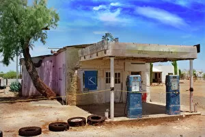 Shadow Gallery: Old abandoned gas station in Arizona desert