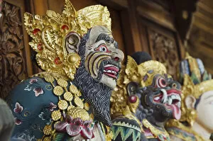 Old carved figures of gods, Ubud, Bali, Indonesia