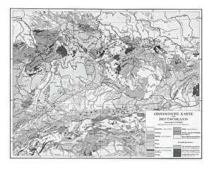 Old chromolithograph Geological map of Germany