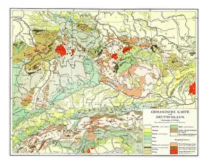 Old chromolithograph Geological map of Germany
