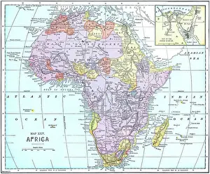 Old chromolithograph map of Africa