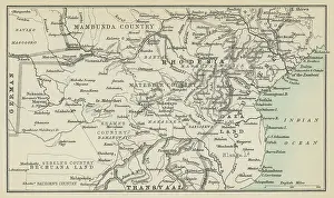 Old chromolithograph map of Rhodesia, officially from 1970 the Republic of Rhodesia, an unrecognised state in Southern Africa from 1965 to 1979, equivalent in territory to modern Zimbabwe