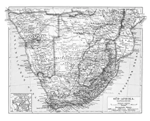 Old chromolithograph map of South Africa